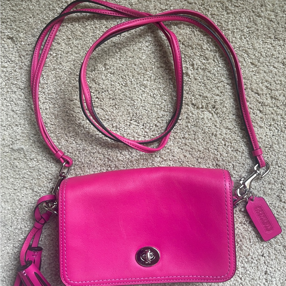 Coach Pink Crossbody Bag with Turn-Lock Closure
